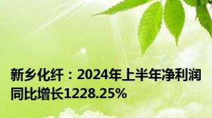 新乡化纤：2024年上半年净利润同比增长1228.25%