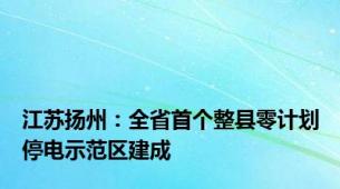 江苏扬州：全省首个整县零计划停电示范区建成