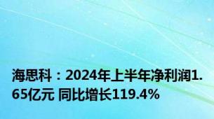 海思科：2024年上半年净利润1.65亿元 同比增长119.4%