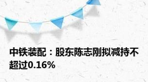 中铁装配：股东陈志刚拟减持不超过0.16%