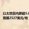 以太坊日内跌超5.00%，现报2527美元/枚