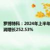 罗博特科：2024年上半年度净利润增长252.53%