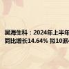 昊海生科：2024年上半年净利润同比增长14.64% 拟10派4元