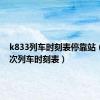 k833列车时刻表停靠站（k833次列车时刻表）