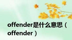 offender是什么意思（offender）