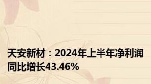 天安新材：2024年上半年净利润同比增长43.46%