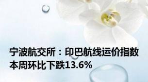 宁波航交所：印巴航线运价指数本周环比下跌13.6%