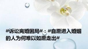 #诉讼离婚困局#：#自愿进入婚姻的人为何难以如愿走出#