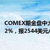 COMEX期金盘中大涨超2%，报2544美元/盎司