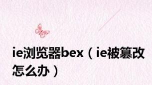 ie浏览器bex（ie被篡改怎么办）