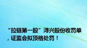 “拉链第一股”浔兴股份收罚单，证监会拟顶格处罚！