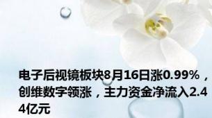 电子后视镜板块8月16日涨0.99%，创维数字领涨，主力资金净流入2.44亿元