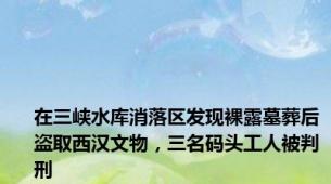 在三峡水库消落区发现裸露墓葬后盗取西汉文物，三名码头工人被判刑