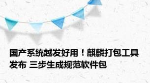 国产系统越发好用！麒麟打包工具发布 三步生成规范软件包