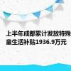 上半年成都累计发放特殊群体儿童生活补贴1936.9万元