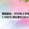 赣能股份：2024年上半年净利润3.39亿元 同比增长150.67%