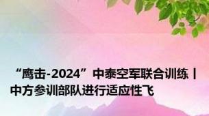 “鹰击-2024”中泰空军联合训练丨中方参训部队进行适应性飞