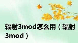 辐射3mod怎么用（辐射3mod）