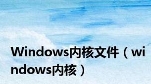 Windows内核文件（windows内核）