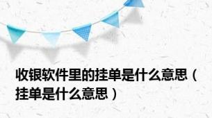 收银软件里的挂单是什么意思（挂单是什么意思）