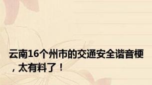 云南16个州市的交通安全谐音梗，太有料了！