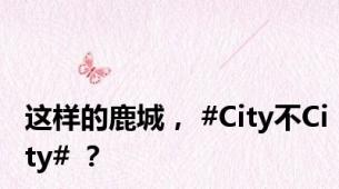 这样的鹿城， #City不City# ？