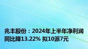 兆丰股份：2024年上半年净利润同比降13.22% 拟10派7元