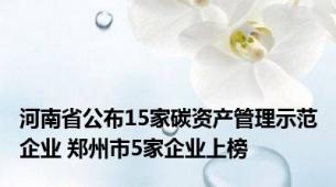 河南省公布15家碳资产管理示范企业 郑州市5家企业上榜