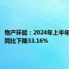 物产环能：2024年上半年净利润同比下降33.16%