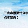 三点水景页什么字（三点水景页）