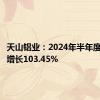 天山铝业：2024年半年度净利润增长103.45%