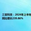 三变科技：2024年上半年净利润同比增长239.86%