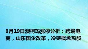 8月19日澳柯玛涨停分析：跨境电商，山东国企改革，冷链概念热股