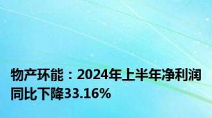 物产环能：2024年上半年净利润同比下降33.16%