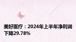 美好医疗：2024年上半年净利润下降29.78%