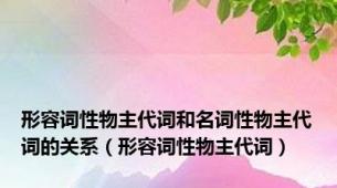 形容词性物主代词和名词性物主代词的关系（形容词性物主代词）