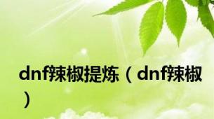 dnf辣椒提炼（dnf辣椒）