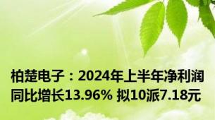 柏楚电子：2024年上半年净利润同比增长13.96% 拟10派7.18元