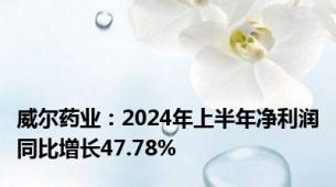 威尔药业：2024年上半年净利润同比增长47.78%