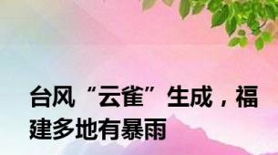 台风“云雀”生成，福建多地有暴雨