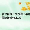 合兴股份：2024年上半年净利润同比增长40.81%