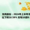 龙高股份：2024年上半年净利润同比下降18.59% 拟每10派0.77元