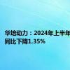 华培动力：2024年上半年净利润同比下降1.35%