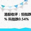 港股收评：恒指跌0.33% 科指跌0.54%