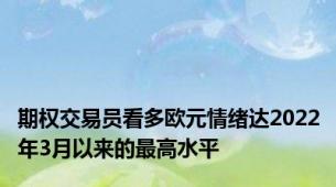 期权交易员看多欧元情绪达2022年3月以来的最高水平