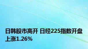 日韩股市高开 日经225指数开盘上涨1.26%