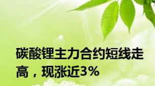 碳酸锂主力合约短线走高，现涨近3%