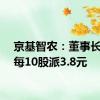 京基智农：董事长提议每10股派3.8元