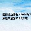 国际铝业协会：2024年7月全球原铝产量为619.4万吨