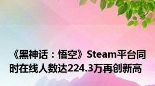 《黑神话：悟空》Steam平台同时在线人数达224.3万再创新高